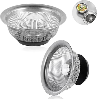 Korfzeef Voor Gootsteen - 2 Stuks - Afvoerplug - Afvoerstop - Universeel - Spoelbak Zeef - Ontstopper - Zeef - Gootsteen Plug - Afvoerstopper Korfplug Zeef - Gootsteenstop Voor Afvoer Wasbak