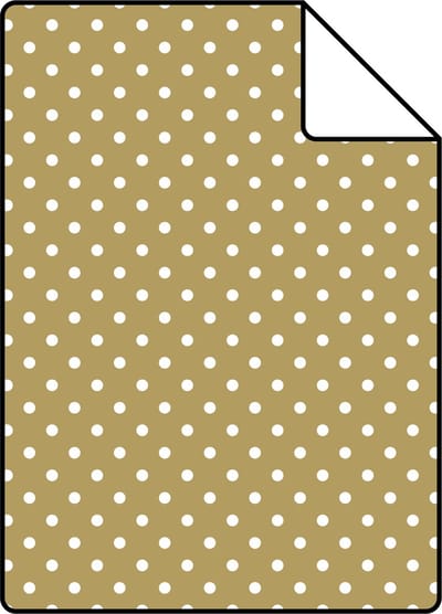 Proefstaal ESTAhome behang stippen glanzend goud en wit - 26.5 x 21 cm - 139114-S