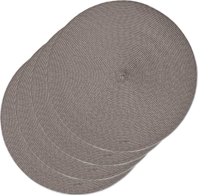 Zeller Diner placemats rond - 4x - mokka bruin - geweven - Dia 38 cm - Tafel - Borden onderleggers van kunststof