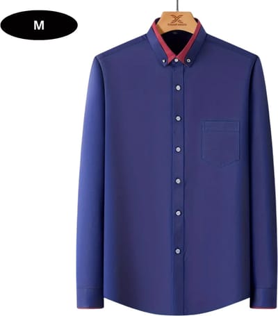 Livano Overhemd Heren - Volwassenen - Lange Mouwen - Strijkvrij - Lange Mouw - Marineblauw - Maat M