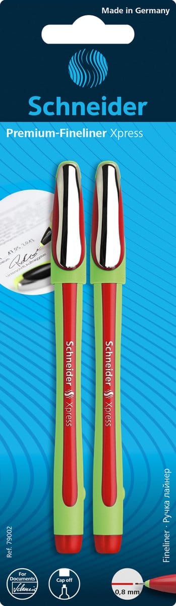 Schneider fineliner - Xpress - 0.8mm - rood - 2 stuks op blister - S-79002