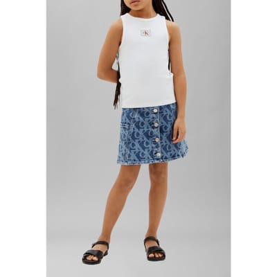 Calvin Klein Girls Denim Button-through Dress Beckford Blue Taglia: 8 | Gonne Outlet | kids | Blu
