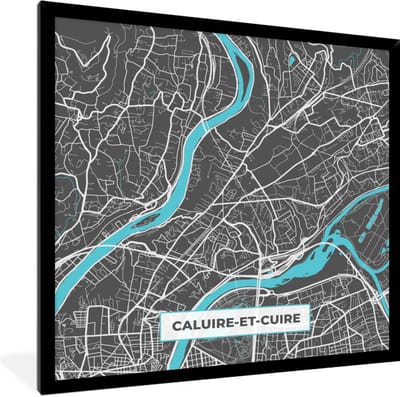 Fotolijst incl. Poster - Plattegrond - Caluire-et-Cuire - Frankrijk - Stadskaart - Kaart - 40x40 cm - Posterlijst