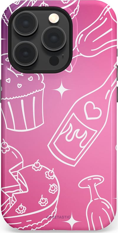 Casetastic Hoesje Geschikt voor Apple iPhone 15 Pro Magsafe - Stijlvolle Beschermende Duo-layer Case - Roze Gebakfeest