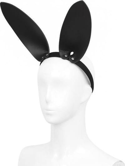 Kiotos - Hoofdband Met Zwart Leren Konijnen - Bunny Oortjes