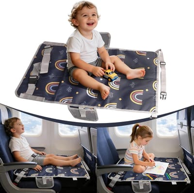 Kinder Zitverhoger - Vliegtuig Bed - Comfortabel Reizen - Meer Beenruimte - 76 x 44.5 cm - Regenboog