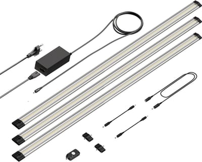 LED Onderkast Armatuur met Bewegingsmelder en Warm Wit Licht - Set van 3, 90cm, Energiezuinig