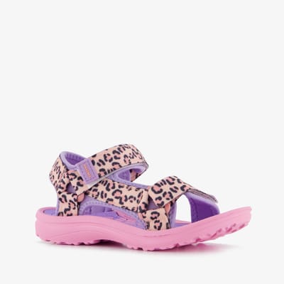 Braqeez meisjes sandalen met panterprint roze - Maat 29