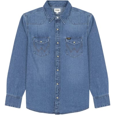 WRANGLER 27MW ICON MID STONE REGULAR DENIM SHIRT-HEREN