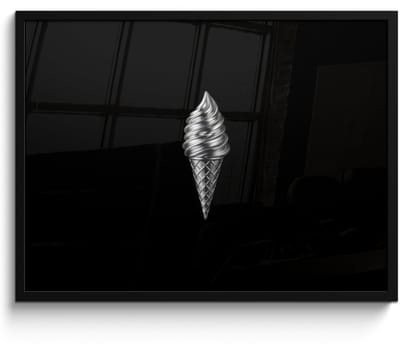 Poster in lijst - Fotolijst 80x60 cm - Posters - Softijs - Realistisch - Futuristisch - Posterlijst zwart - Decoratie - Wanddecoratie woonkamer - Muurdecoratie slaapkamer