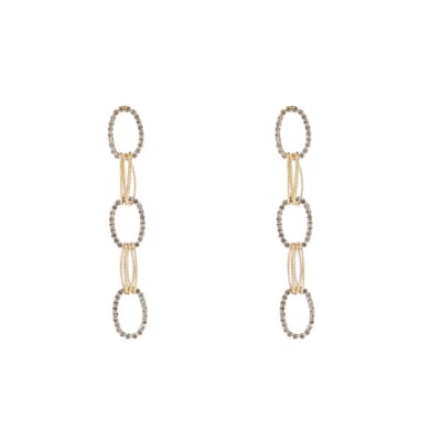 Day&Eve by Go Dutch Label Oorknoppen Ovaal Link Witte Stenen Goud