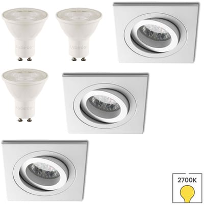 Lybardo - Inbouwspots extra klein 3-pack - Kantelbaar + LED Spot 3W - Warmwit Licht
