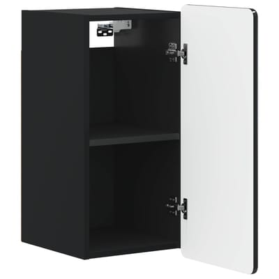 vidaXL - Badkamer - wandkast - ZWOLLE - Zwart - 30 - x - 31 - x - 63 - cm - Bewerkt - hout