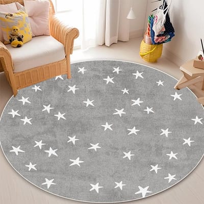 Schattig Cartoon Patroon Rond Tapijt Woonkamer Decoratie Sofa Gebied Antislip Wasbaar Kleed Kinder Slaapkamer Decor Zachte Vloermat 4.5ft(140x140cm)