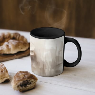 Magische Mok - Foto op Warmte Mokken - Koffiemok - Bloem - Beige - Verf - Schaduw - Magic Mok - Beker - 350 ML - Theemok