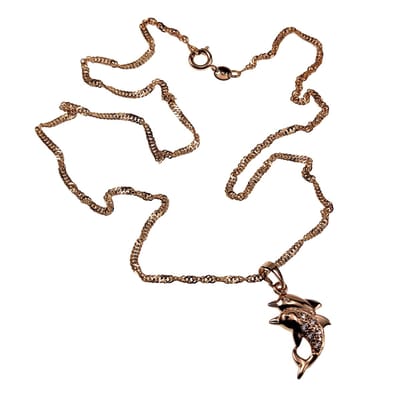Ketting met Hanger Dames - Rose Gold Plated - Halsketting Set - Rope Oval Ketting met Dolfijnen