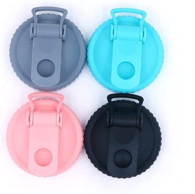Set van 4 Flip Cap Mason Jar Deksels met Lekvrije en Luchtdichte Sluiting, Ideaal voor Bewaren en Gieten, Geschikt voor Normale Monden (Grijs + Roze + Blauw + Zwart)