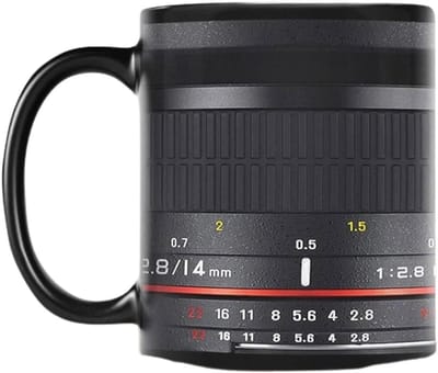 Cameralens Mok - Fotografie Mok - Koffie Drinken - Gedetailleerd Ontwerp - 350 ml - Zwart
