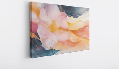 Saammp Canvas Schilderij - Bloem in marmer - Abstract kunstwerk - 30x20 - Foto op canvas - Wanddecoratie - Muurdecoratie Woonkamer - Slaapkamer decoratie - Canvas Print