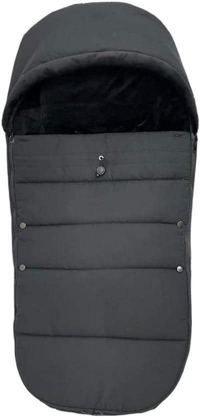Universal Baby Stroller Warm Footmuff Soft Lining and Waterproof Fabric Compatible with Babyzen YOYO - Carrying Bag Included - Machine Washable (Black), Black, solid color