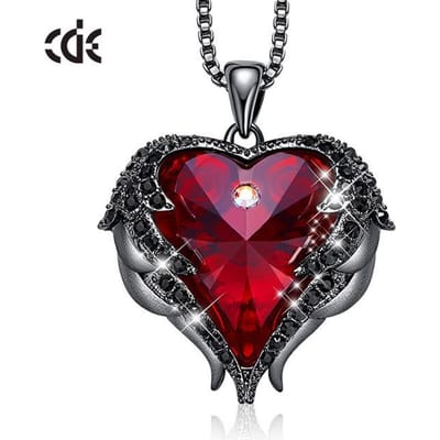 Sieraden Ocean Heart Ketting Vrouwelijke Engel Vleugels Kristal Sleutelbeen Ketting Ketting black