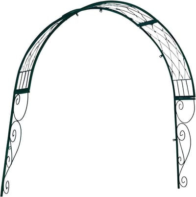 Rozenboog Muur - Tuinboog Klimplanten - Decoratieve Tuin - Ruimtebesparend Wandmodel - 105x105x21cm - Wit Groen