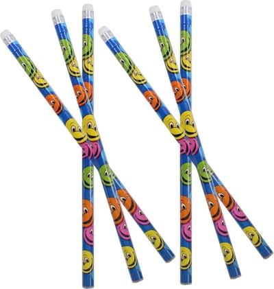 Smiley Potlood met Gum | 6 stuks