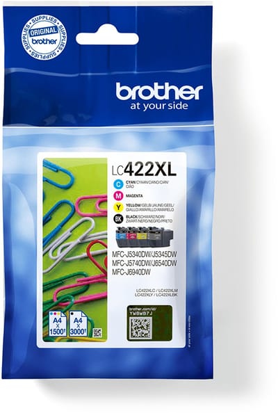 Brother LC422XLVALDR inktcartridge 4 stuk(s) Origineel Hoog (XL) rendement Zwart, Cyaan, Magenta, Geel