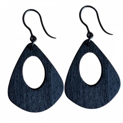 Allergievrije oorbellen- Anata- Zwart- Hout-Charme Bijoux