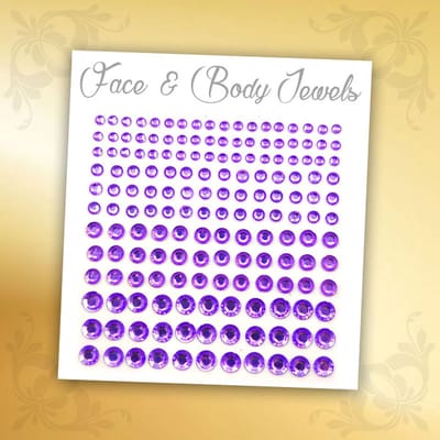 Glitter Face & Body Jewels (Paars) - Festival Glitters - Steentjes Strass met Plaklaag - Plak Diamantjes voor Lichaam en Gezicht - Rhinestone Diamonds Gems Euphoria