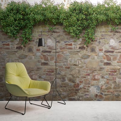 Fotobehang Profhome 392471-GU vliesbehang hardvinyl warmdruk in reliëf glad in steen look mat beige bruin groen 1,59 m x 2,8 m