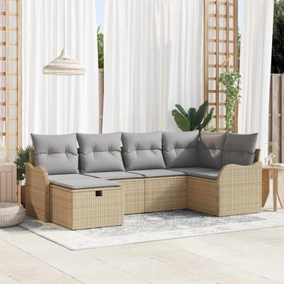vidaXL - Tuinbank - Set - 6 - st - 6-Aantal - zitplaatsen - Beige - en - Lichtgrijs