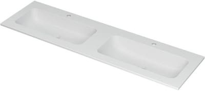 INK Aspekt Wastafel Porselein Dubbel met 2 Kraangaten - 1600x450x15 mm - Mat Wit