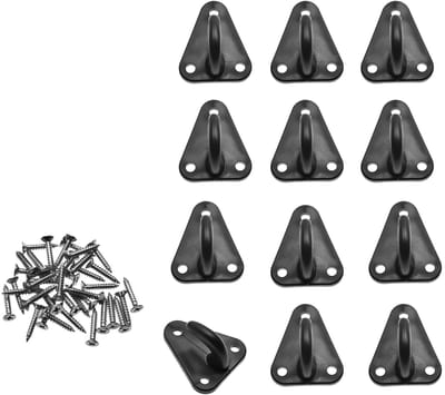 Set van 12 kunststof touwhaken (zwart, inclusief schroeven)