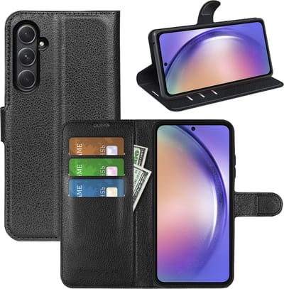 MobyDefend Hoesje - Geschikt voor Samsung Galaxy A55 - Kunstleren Wallet Book Case (Sluiting Voorkant) - Zwart