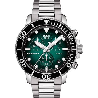 Montre homme Tissot T-Sport Seaster 1000 Chronographe Plongeuse Quartz T120.417.11.091.01 T1204171109101 300M vert