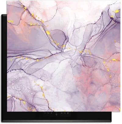 KitchenArt - Lavender Marble – Inductie Beschermer - 59x52 cm - Kookplaat Beschermer - Luxe Afdekplaat Inductieplaat - Anti-slip & Oprolbaar - Beschermmat Inductiekookplaat