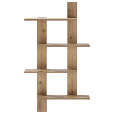 vidaXL - Wandplank - Artisanaal - eiken - 61 - x - 13,5 - x - 105 - cm - Bewerkt - hout