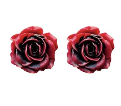 Klem oorringen- Roos -Bordeauxrood- 9 mm- geen gaatje- Charme Bijoux