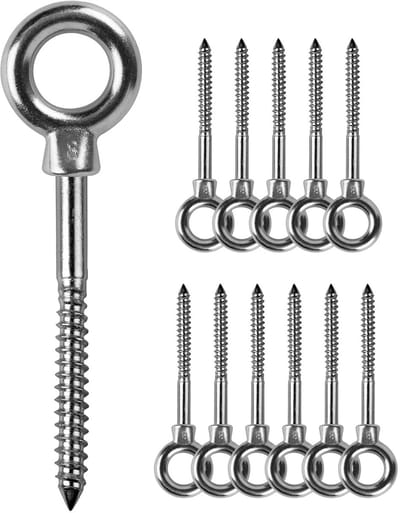 12-delige oogboutset M8 x 80 mm | Ringen schroeven van roestvrij staal | Schroefhaken en oogschroeven voor diverse toepassingen