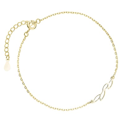 Vergulde Armband dames - Goudkleurig Schakel Armband met Bladeren motief - Armband Dames - Amona Jewelry