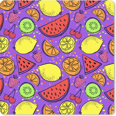 Muismat 20x20 cm - Mousepad Citroen - Kleuren - Paars - Muismatten