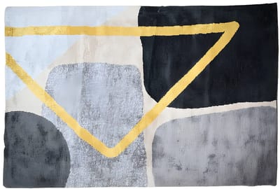 Vente-unique Tapijt moderne stijl PICADILLY - 160x230cm - Grijs, zwart en goud
