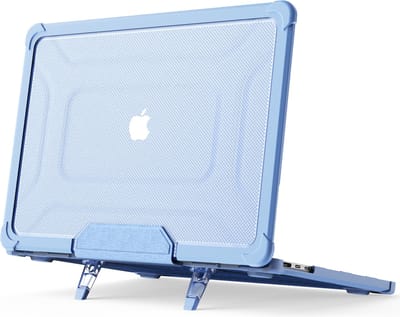 Hoes Geschikt voor Macbook Air 13.6 inch Hoes Licht Blauw shockproof heavy duty hoesje - Macbook Air M2 / M3 2022 2023 2024 / A3113 M3/ A2681 M2 case met Opvouwbare kickstand hoes hardcover