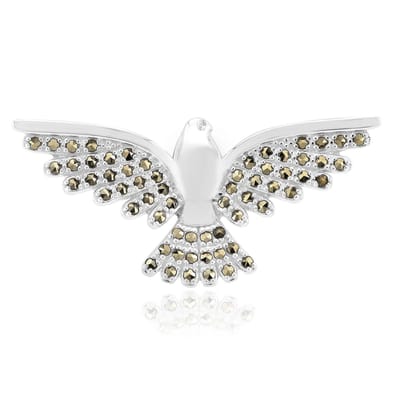 Cavill - Zilveren Hanger 925 Sterling Zilver - 62 Marcasieten Rond 0,434 ct - Klassiek Elegant Vogel Motief - Luxe Sieraad 16x35 mm