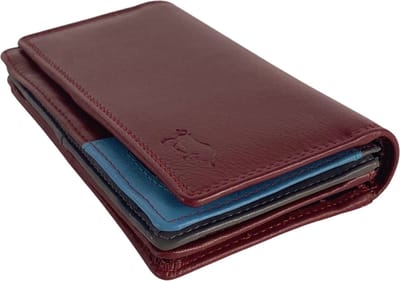 Arrigo Portemonnee Dames • Portefeuille Dames • 5 kleuren Leer • Donkerrood
