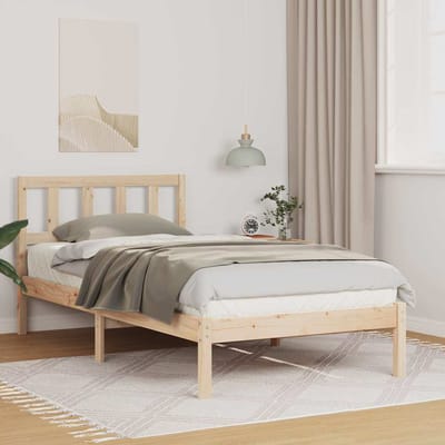 vidaXL - Bedframe - met - hoofdeinde - Bruin - 80 - x - 200 - cm - Massief - grenenhout