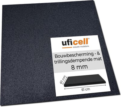 Bouwbeschermingsmat - Anti-trillingsmat Vloerbescherming - Apparaten Stabiliseren - Premium Geluidsisolatie - 61 x 61 cm - Zwart