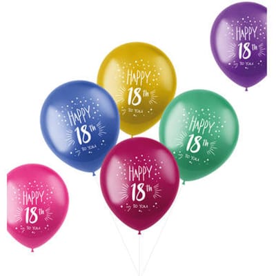 Folat - ballonnen Shimmer 18 Jaar Meerkleurig 33 cm - 6 stuks