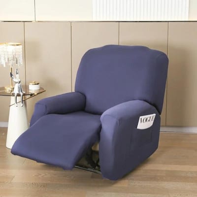 Housse de Fauteuil Inclinable Couleur Unie 4 Pièces Housse de Fauteuil Douce avec Poche Antidérapante Lavable Housse de Canapé pour Siège Unique 1PC